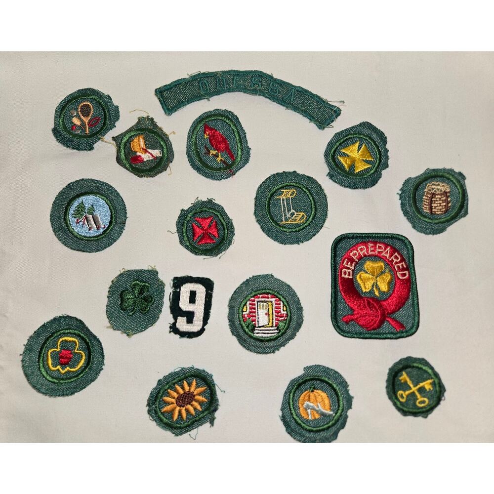 Lot of 17 Vintage Girl Scout patches 1950s